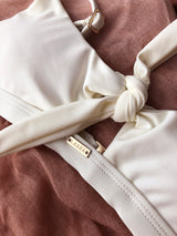 Aruba Front Tie Crop Top Bikini - Ivory - Laara Swim
