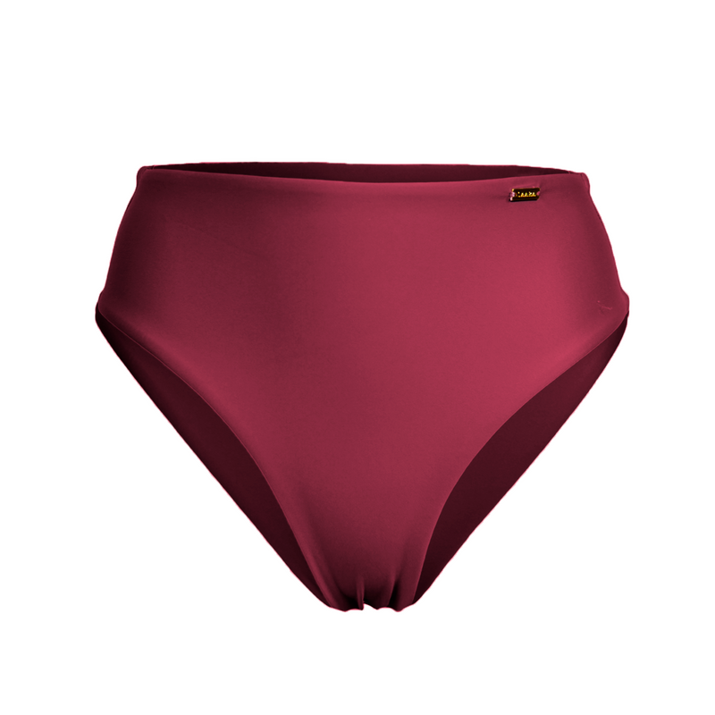 Belize High Waist Bikini Bottom - Dark Red